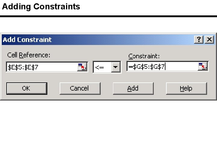 Adding Constraints 