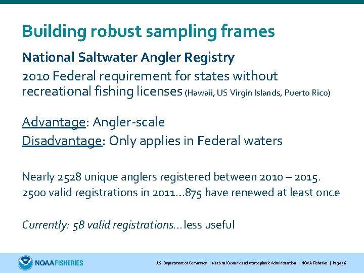 Building robust sampling frames National Saltwater Angler Registry 2010 Federal requirement for states without Building robust sampling frames National Saltwater Angler Registry 2010 Federal requirement for states without