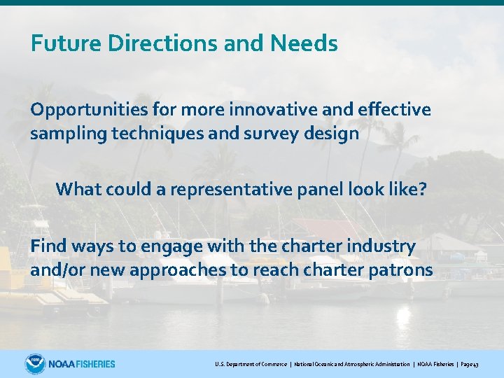 Future Directions and Needs Opportunities for more innovative and effective sampling techniques and survey