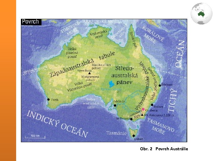 Obr. 2 Povrch Austrálie 
