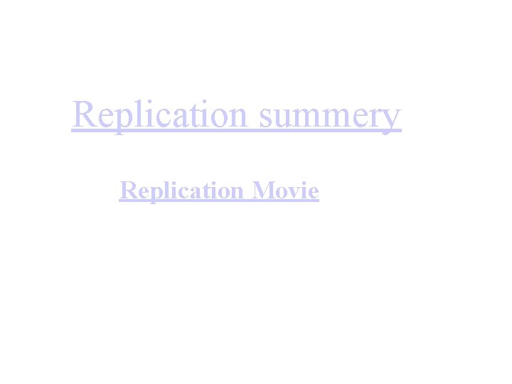 Replication summery Replication Movie 