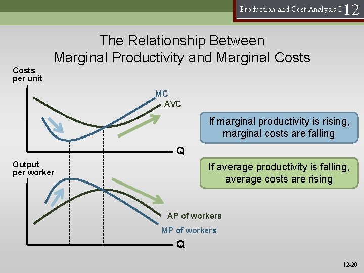 Production and Cost Analysis I 12 The Relationship Between Marginal Productivity and Marginal Costs