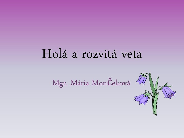 Holá a rozvitá veta Mgr. Mária Mončeková 