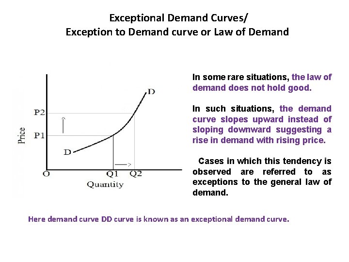 Exceptional Demand Curves/ Exception to Demand curve or Law of Demand In some rare