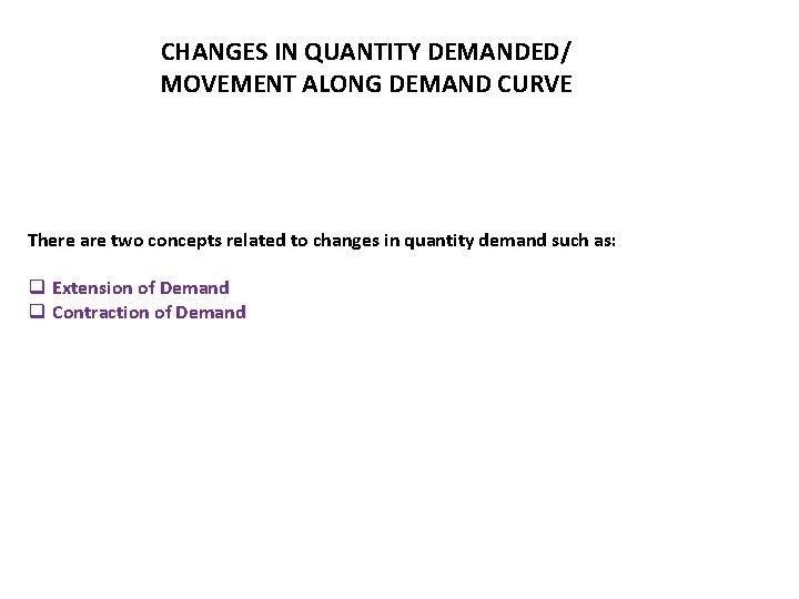 CHANGES IN QUANTITY DEMANDED/ MOVEMENT ALONG DEMAND CURVE There are two concepts related to