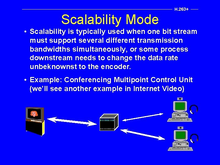 H. 263+ Scalability Mode • Scalability is typically used when one bit stream must