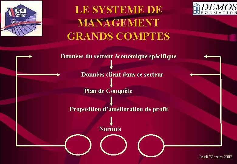 LE SYSTEME DE MANAGEMENT GRANDS COMPTES Données du secteur économique spécifique Données client dans