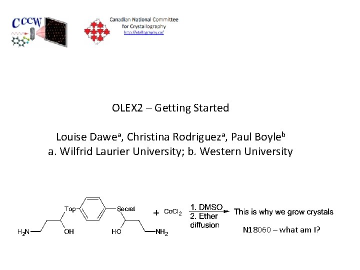 OLEX 2 – Getting Started Louise Dawea, Christina Rodrigueza, Paul Boyleb a. Wilfrid Laurier
