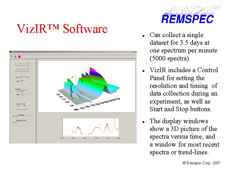 Viz. IR™ Software Can collect a single dataset for 3. 5 days at one