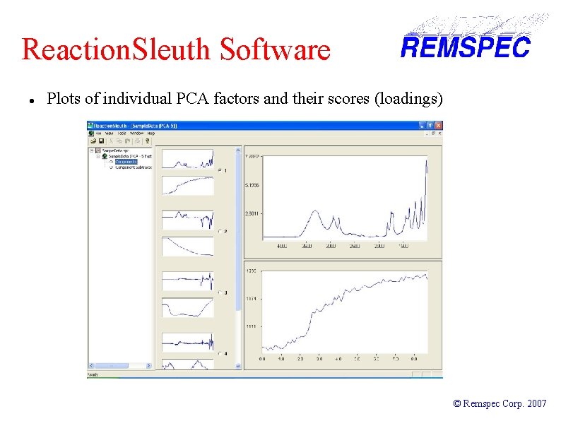 Reaction. Sleuth Software Plots of individual PCA factors and their scores (loadings) © Remspec