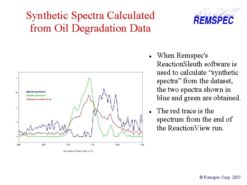 Synthetic Spectra Calculated from Oil Degradation Data When Remspec's Reaction. Sleuth software is used