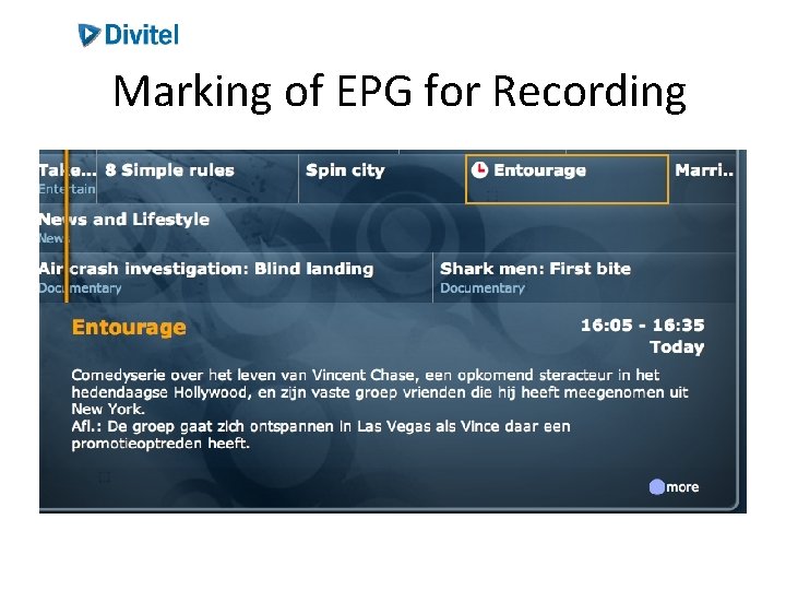 Marking of EPG for Recording Marking of EPG for Recording