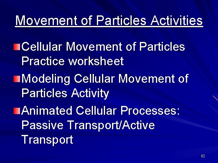 Movement of Particles Activities Cellular Movement of Particles Practice worksheet Modeling Cellular Movement of
