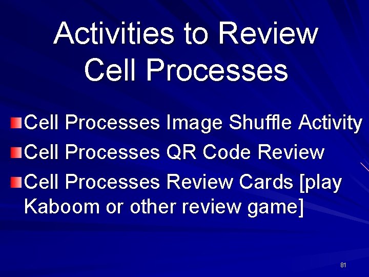 Activities to Review Cell Processes Image Shuffle Activity Cell Processes QR Code Review Cell