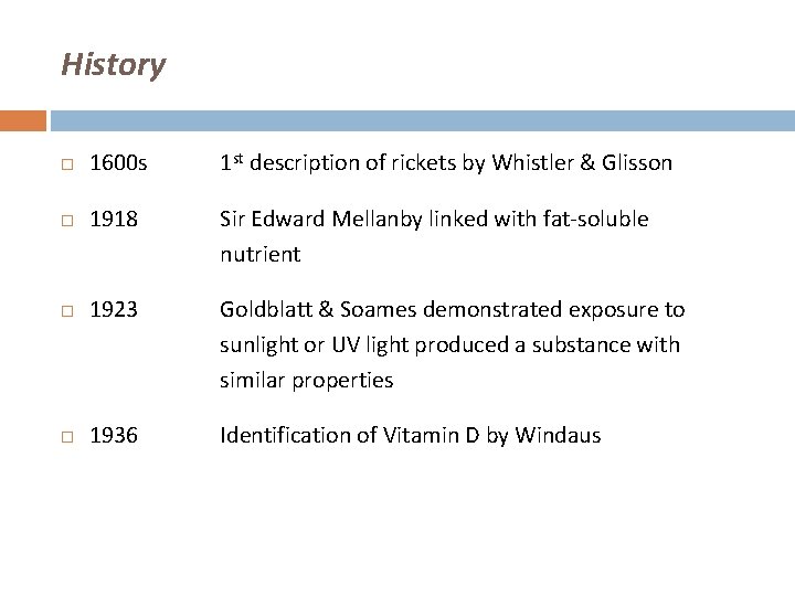 History 1600 s 1 st description of rickets by Whistler & Glisson 1918 Sir