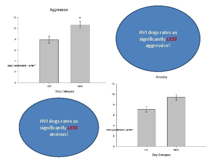 HVI dogs rates as significantly LESS aggressive! HVI dogs rates as significantly LESS anxious!