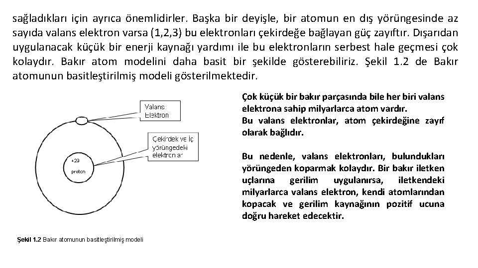 sağladıkları için ayrıca önemlidirler. Başka bir deyişle, bir atomun en dış yörüngesinde az sayıda