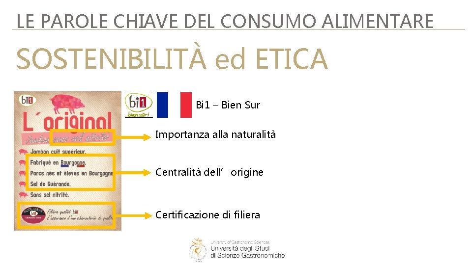 LE PAROLE CHIAVE DEL CONSUMO ALIMENTARE SOSTENIBILITÀ ed ETICA Bi 1 – Bien Sur