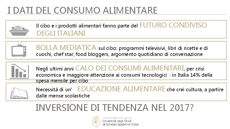 I DATI DEL CONSUMO ALIMENTARE Il cibo e i prodotti alimentari fanno parte del