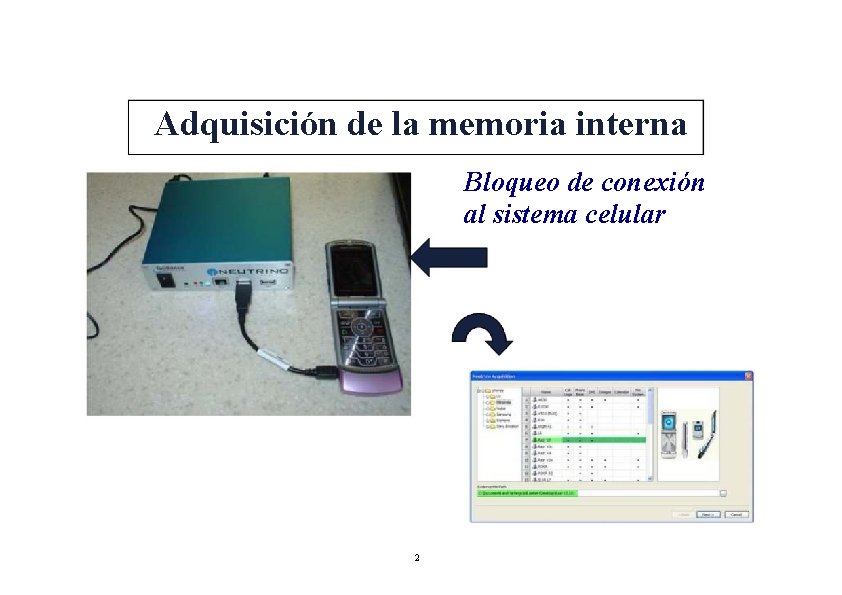 Adquisición de la memoria interna Bloqueo de conexión al sistema celular 2 