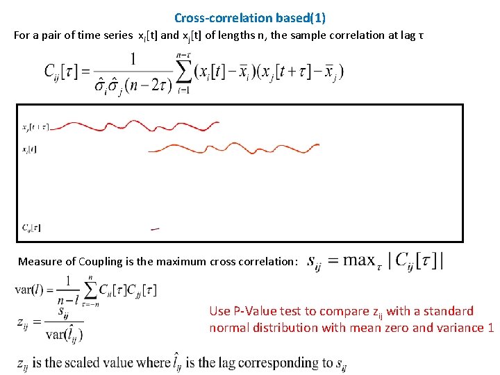 Cross-correlation based(1) For a pair of time series xi[t] and xj[t] of lengths n,