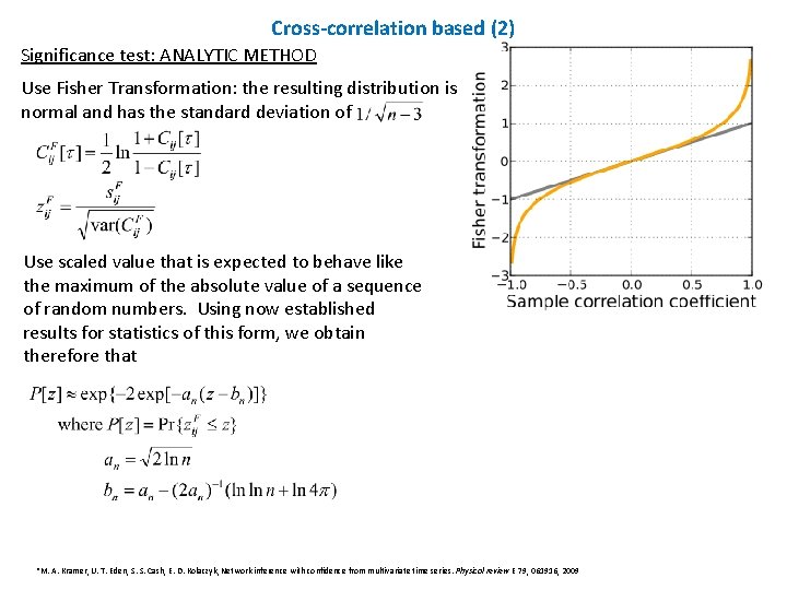 Cross-correlation based (2) Significance test: ANALYTIC METHOD Use Fisher Transformation: the resulting distribution is