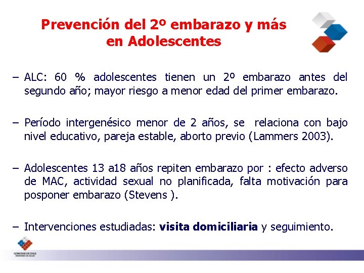 Prevención del 2º embarazo y más en Adolescentes – ALC: 60 % adolescentes tienen