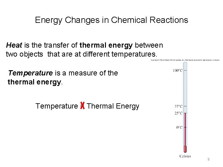 Energy Changes in Chemical Reactions Heat is the transfer of thermal energy between two