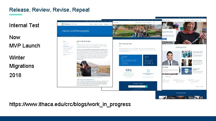 Release, Review, Revise, Repeat Internal Test Now MVP Launch Winter Migrations 2018 https: //www.