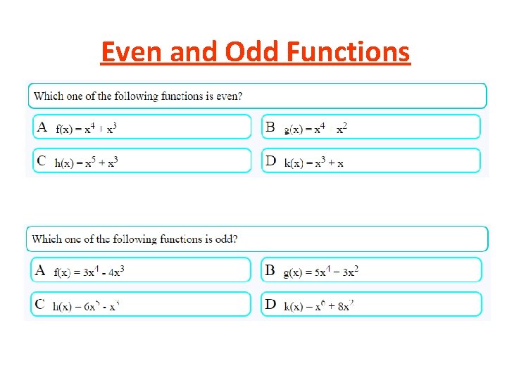 Even and Odd Functions 