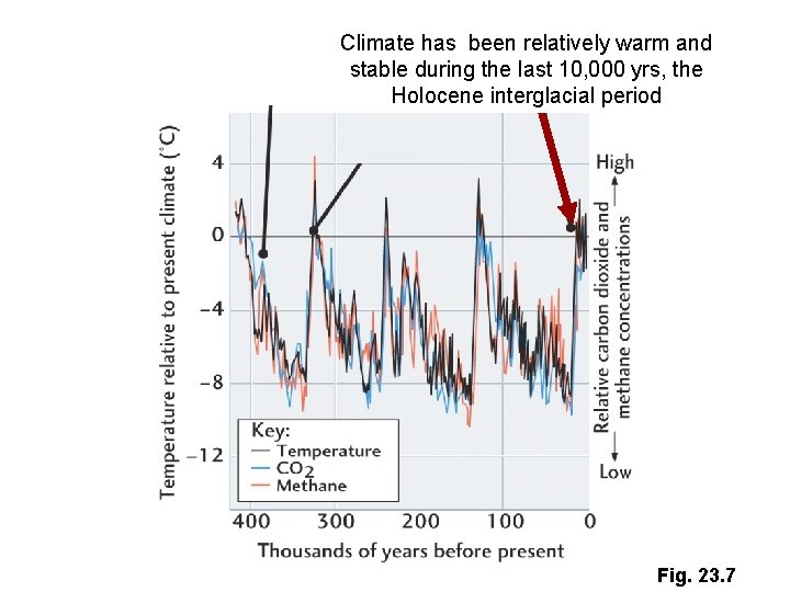 Climate has been relatively warm and stable during the last 10, 000 yrs, the
