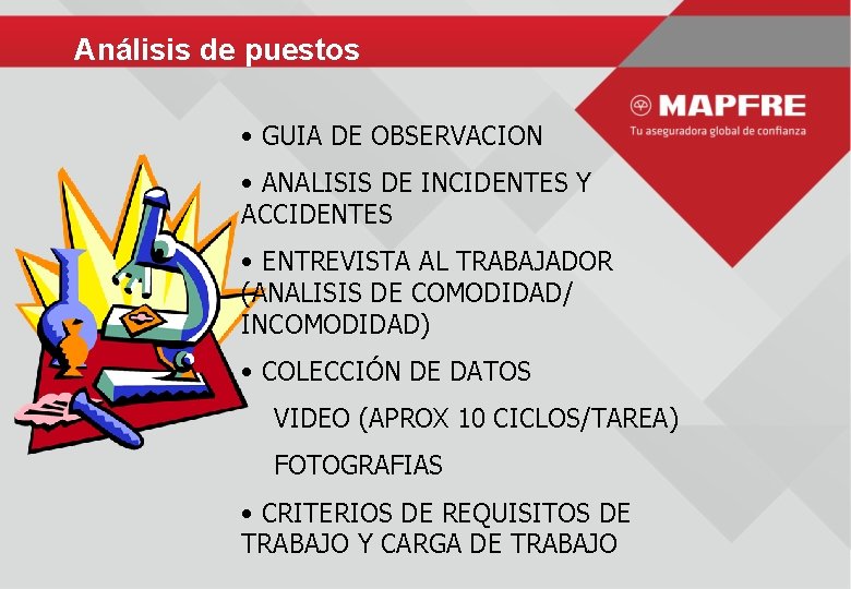 Análisis de puestos • GUIA DE OBSERVACION • ANALISIS DE INCIDENTES Y ACCIDENTES •