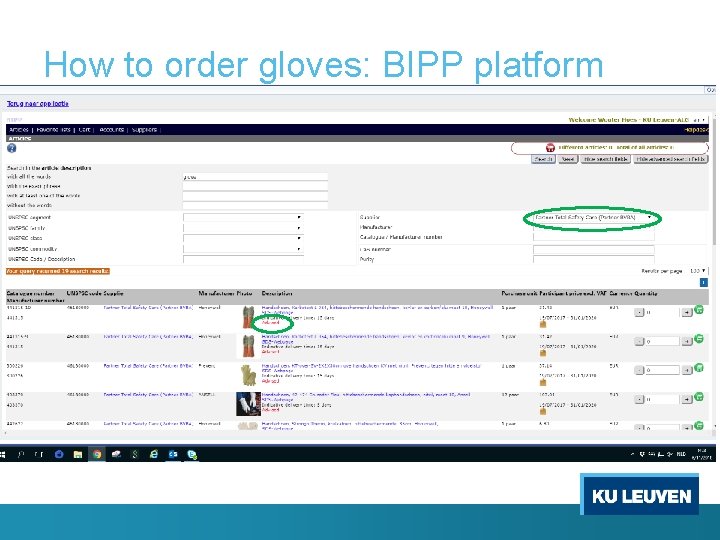 How to order gloves: BIPP platform 