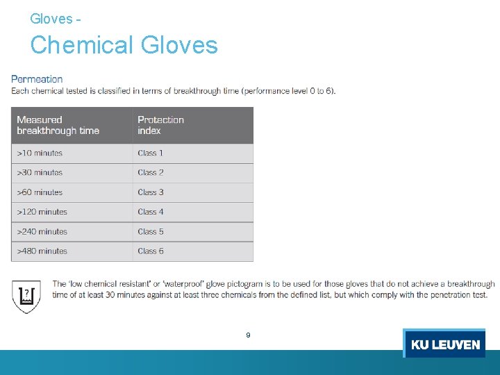 Gloves - Chemical Gloves • Collective protective equipment 9 