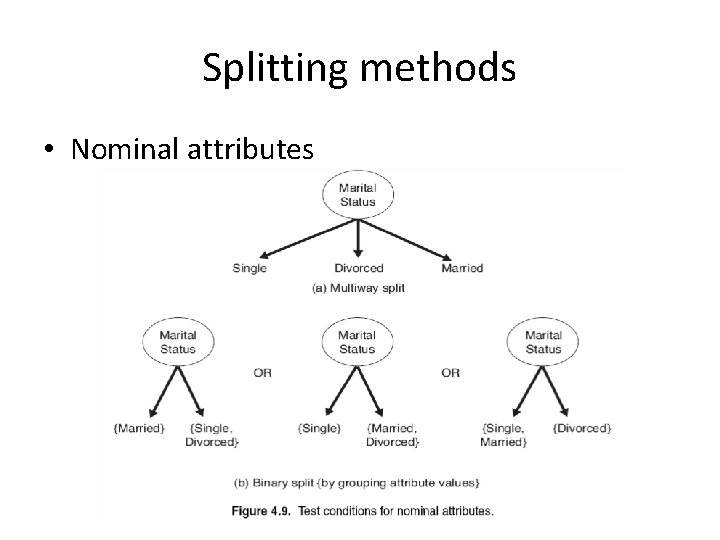 Splitting methods • Nominal attributes 