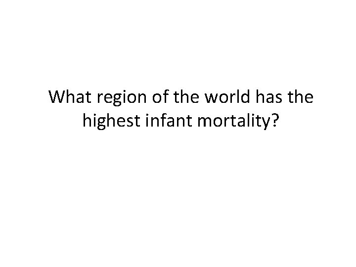 What region of the world has the highest infant mortality? 