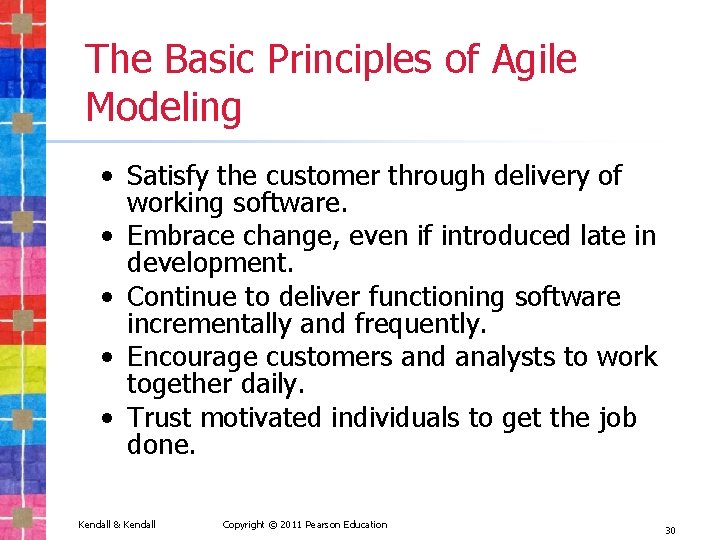 The Basic Principles of Agile Modeling • Satisfy the customer through delivery of working