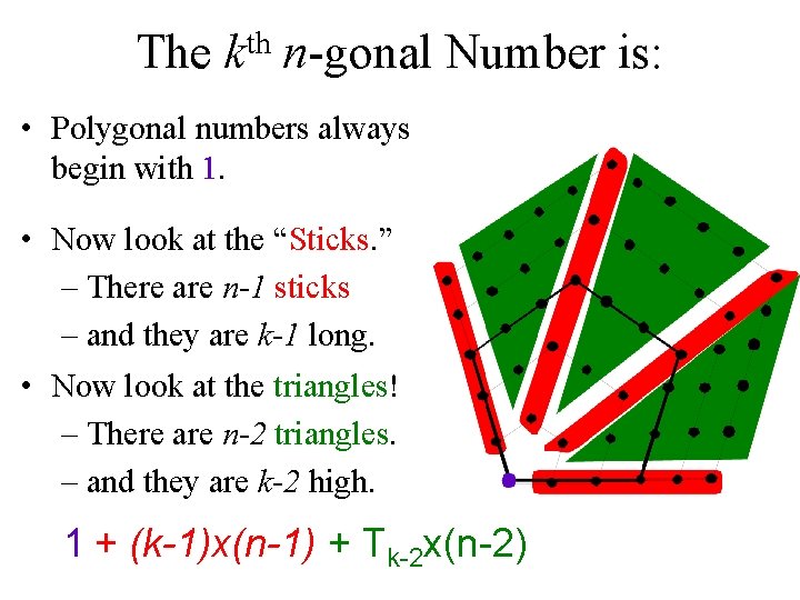 The th k n-gonal Number is: • Polygonal numbers always begin with 1. •