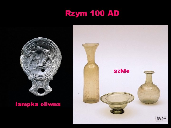 Rzym 100 AD szkło lampka oliwna 