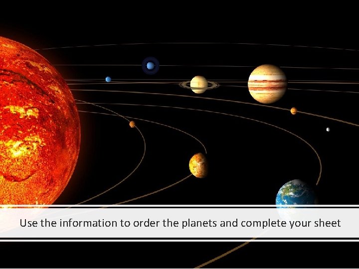 Use the information to order the planets and complete your sheet 