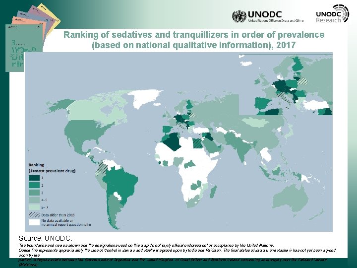 Ranking of sedatives and tranquillizers in order of prevalence (based on national qualitative information),