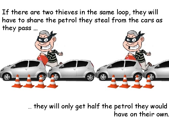 If there are two thieves in the same loop, they will have to share If there are two thieves in the same loop, they will have to share