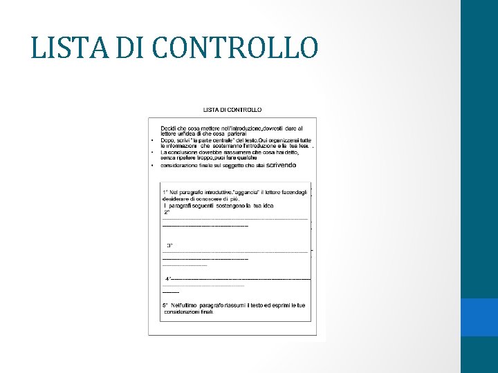 LISTA DI CONTROLLO 