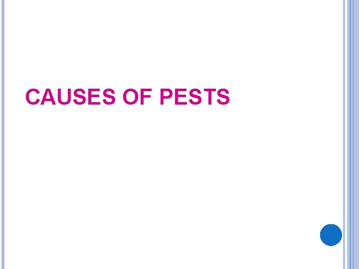 CAUSES OF PESTS 