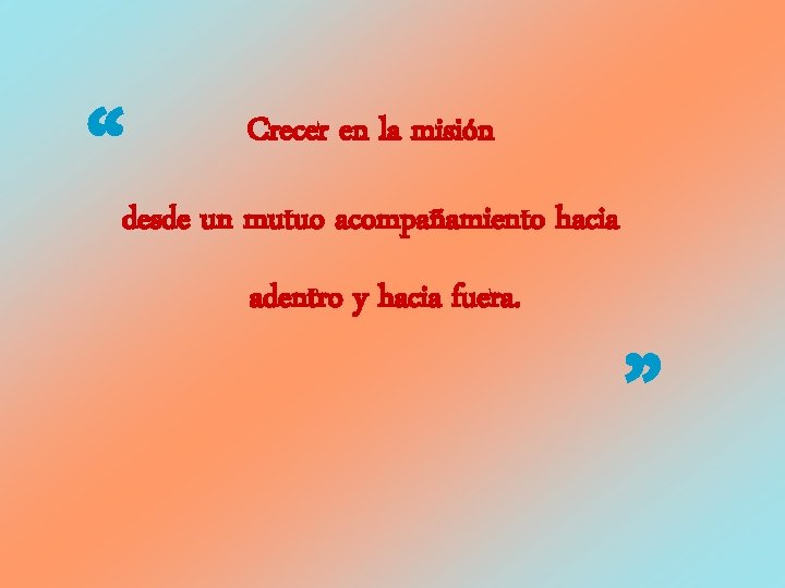 “ Crecer en la misión desde un mutuo acompañamiento hacia adentro y hacia fuera.