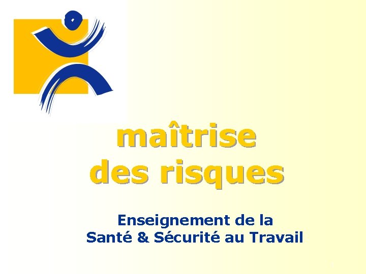 maîtrise des risques Enseignement de la Santé & Sécurité au Travail 1 