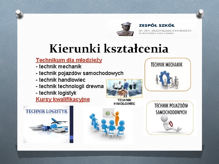 Kierunki kształcenia Technikum dla młodzieży - technik mechanik - technik pojazdów samochodowych - technik