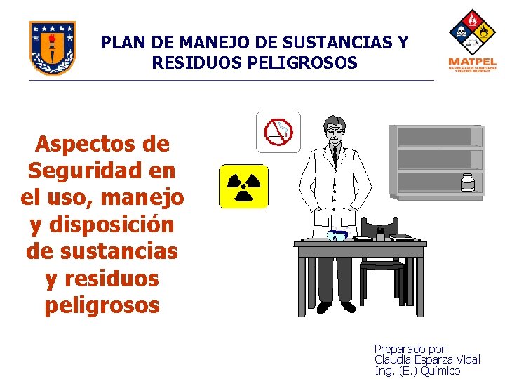 PLAN DE MANEJO DE SUSTANCIAS Y RESIDUOS PELIGROSOS Aspectos de Seguridad en el uso, PLAN DE MANEJO DE SUSTANCIAS Y RESIDUOS PELIGROSOS Aspectos de Seguridad en el uso,