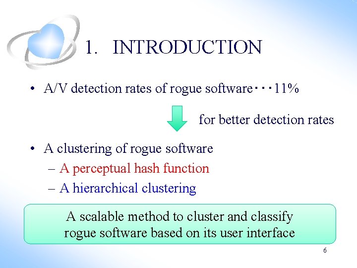 1. INTRODUCTION • A/V detection rates of rogue software・・・ 11% for better detection rates 1. INTRODUCTION • A/V detection rates of rogue software・・・ 11% for better detection rates