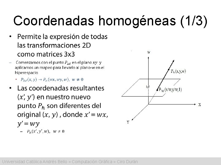 Coordenadas homogéneas (1/3) • Universidad Católica Andrés Bello » Computación Gráfica » Ciro Durán